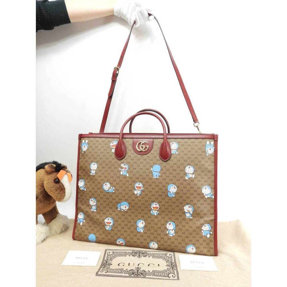 Gucci tote bag Doraemon GG brown red handbag shoulder - Picture 2 of 10